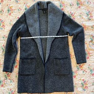 Adrienne Vittadini Gray Shawl Collar Sweater Cardigan Coat - Medium